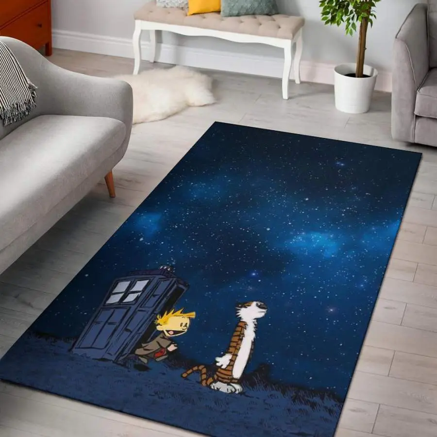 Calvin And Hobbes Doctor Who Area Rug Living Room Rug Home Decor Carpet