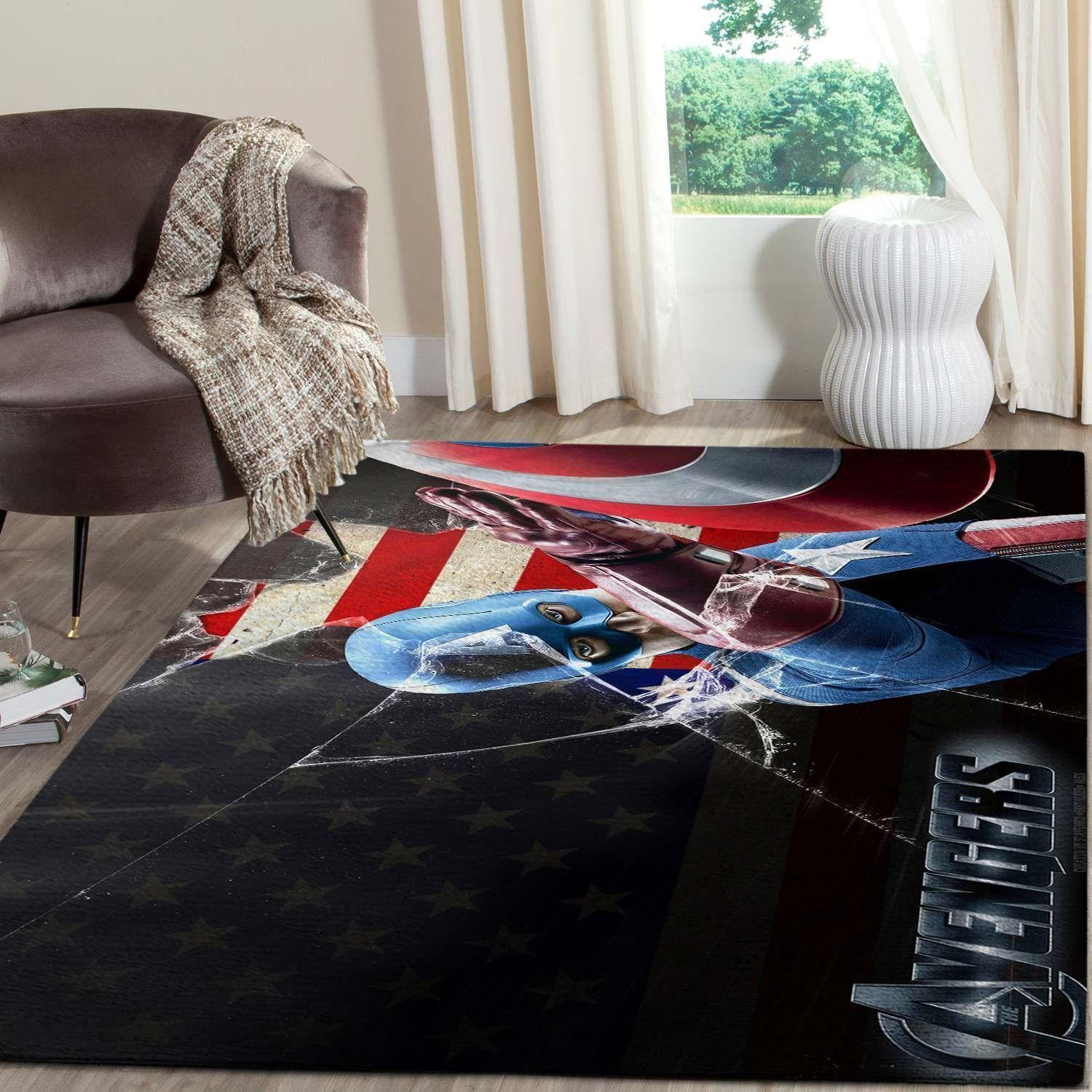 Captain America Shield Area Rugs Marvel Movies Living Room Carpet Fn101239