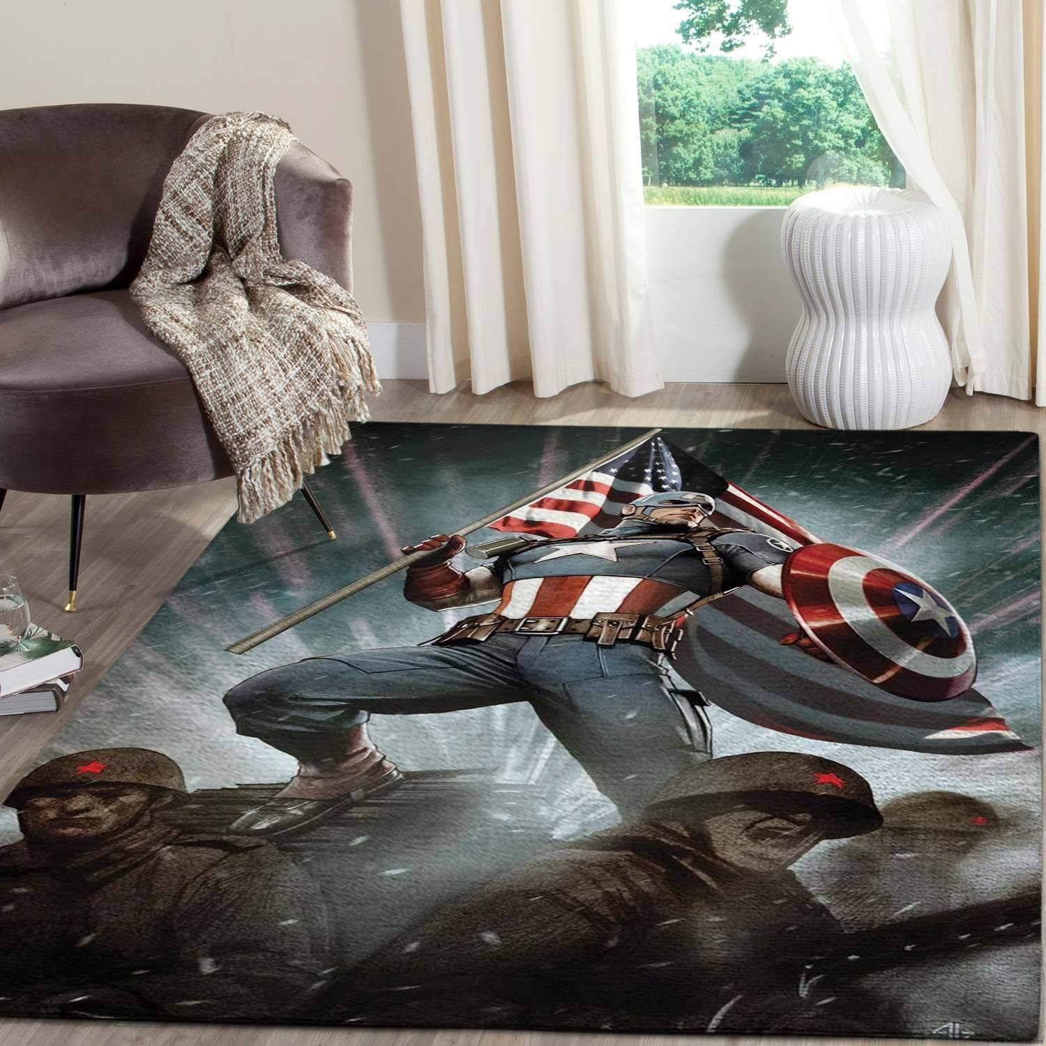 Captain America Shield Area Rugs Marvel Movies Living Room Carpet Fn101240