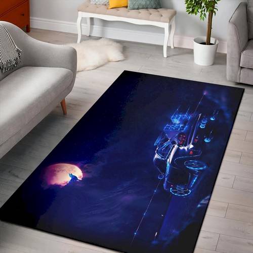 Car Neon Moon Wolf Back To The Future Digital Rug Living Room Rug Home Deco
