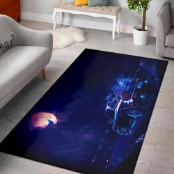 Car Neon Moon Wolf Back To The Future Digital Rug Living Room Rug Home Deco