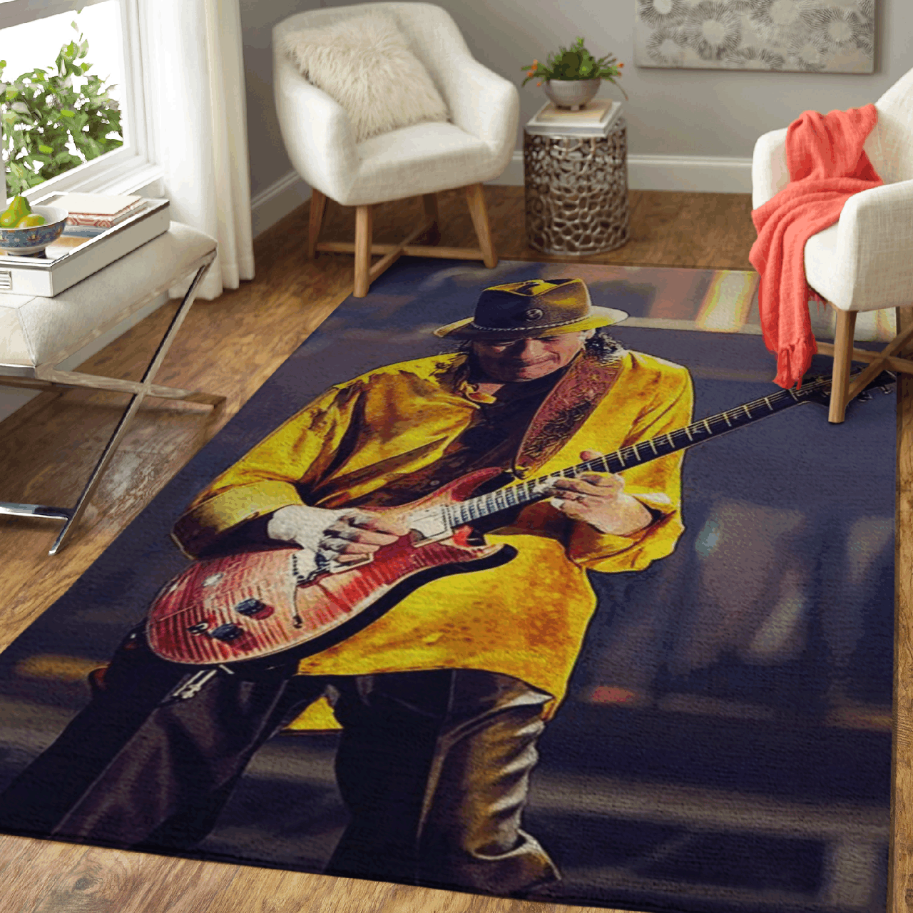 Carlos Santana On Stage Music Artist Art For Fans Area Rug Living Room Carpet Rug Regtangle Carpet Floor Decor Home Decor