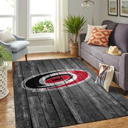 Carolina Hurricanes Nhl Hockey Living Room Gray Wooden Home Regtangle Carpet