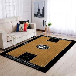 NBA Brooklyn Nets Grey Wooden Style Nice Gift Rectangle Living Room Rug