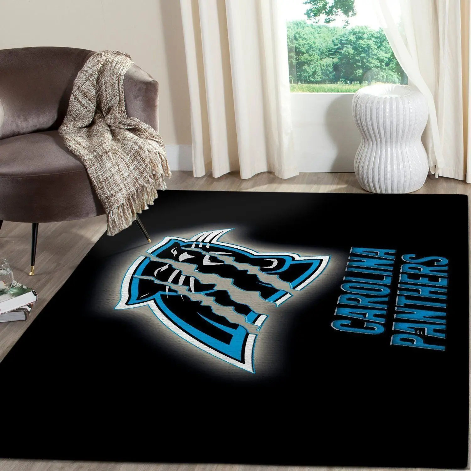 NFL Carolina Panthers Team Logo Living Room Area Rug Home Decor V3339