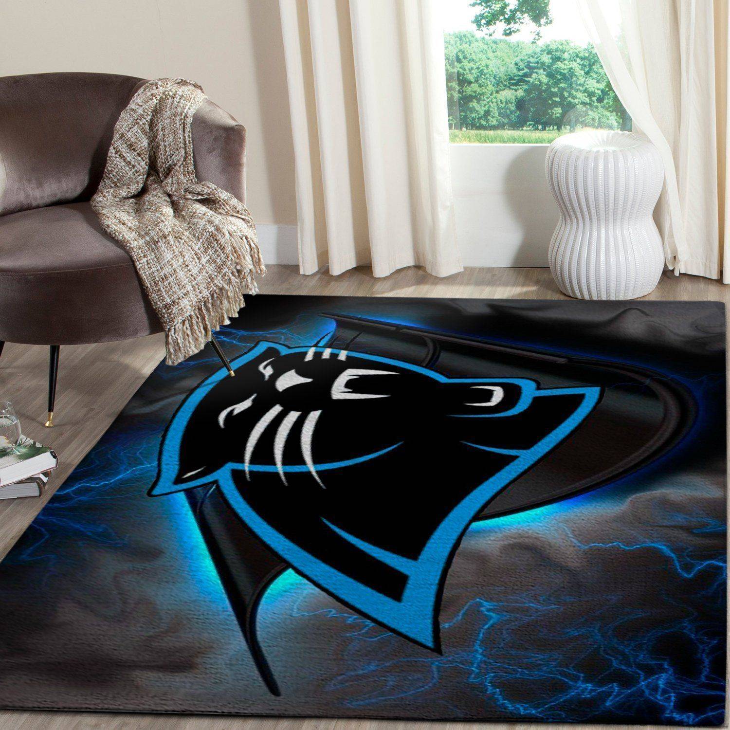 NFL Carolina Panthers Team Logo Living Room Area Rug Home Decor V3344