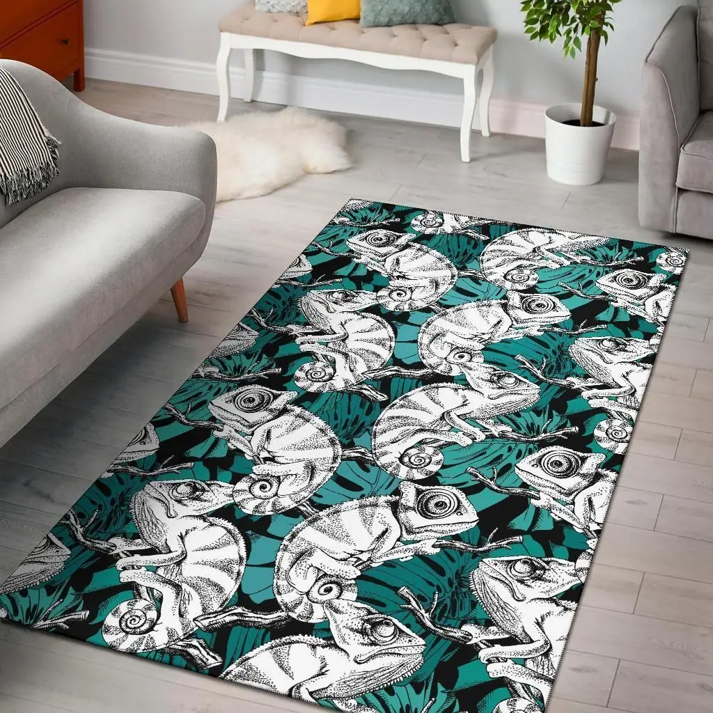 Cartoon Chameleon Pattern Print Area Rug Area Rug Living Room Carpet Rug Regtangle Carpet Floor Decor Home Decor