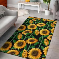 Cartoon Sunflower Pattern Print Area Rug Living Room Rug Home Decor
