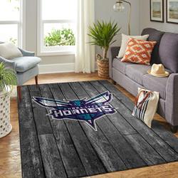 Charlotte Hornets Nba Living Room Carpet Gray Wooden Home Rug Regtangle Carpet