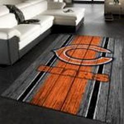 Chicago Bears Nfl Team Logo Wooden Style Area Rug Living Room Rug Home Decor