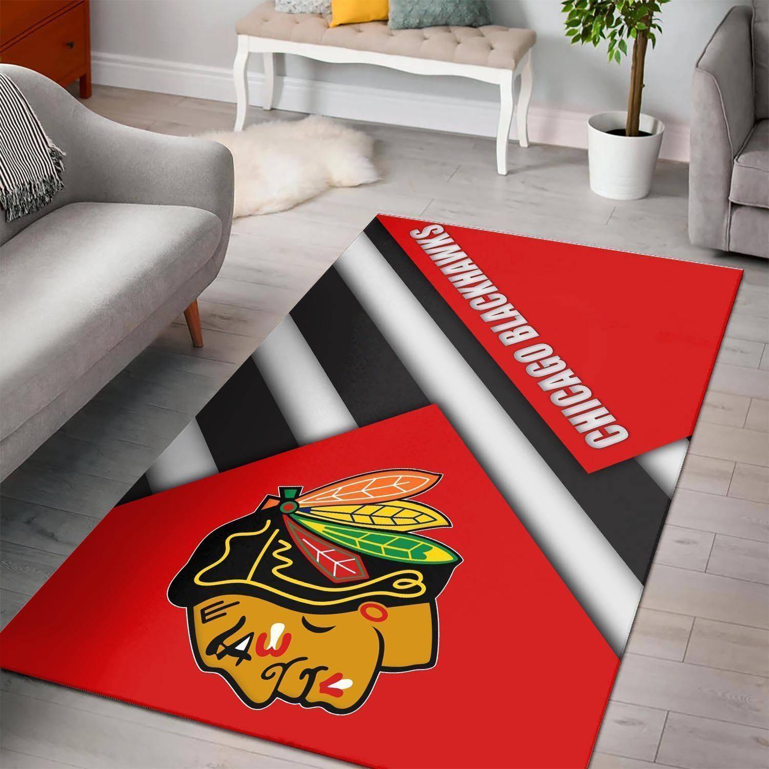 Chicago Blackhawks Area Rugs Nhl Hockey Living Room Carpet Team Logo 2002206