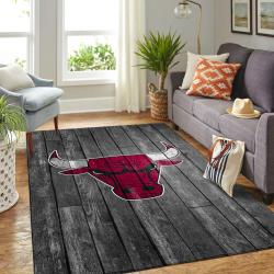 Chicago Bulls Nba Living Room Carpet Gray Wooden Home Rug Regtangle Carpet