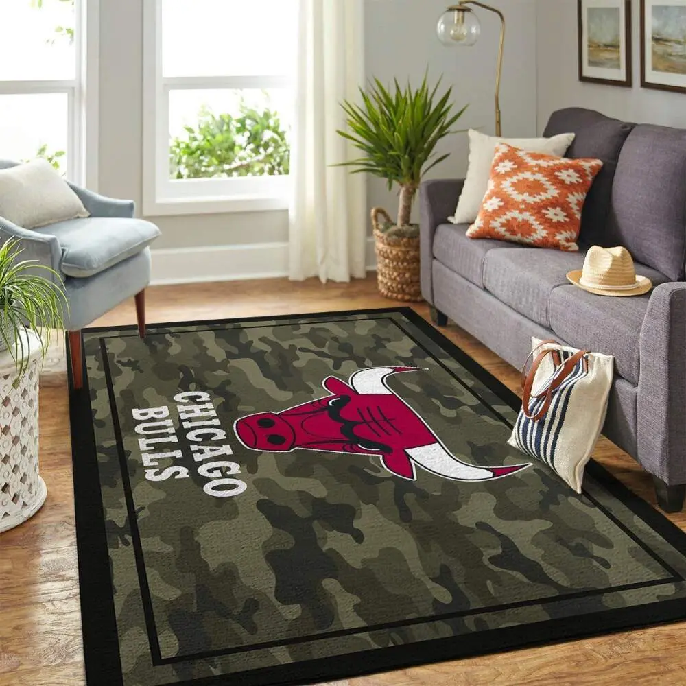 Chicago Bulls Nba Camo Style Living Room Carpet Home Rug Regtangle Carpet