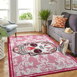 Chicago Bulls Nba Skull Flower Style Living Room Carpet Rug Regtangle Carpet
