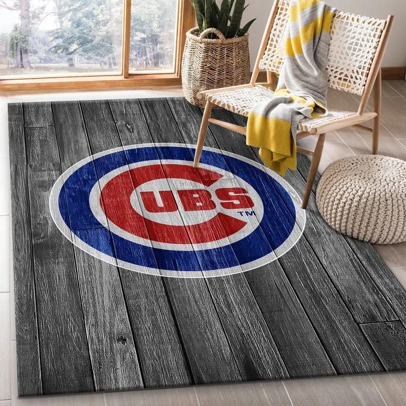 Chicago Cubs Wooden Area Rug Mlb Baseball Team Logo Carpet Living Room Rugs 2