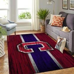 Cleveland Indians Area Rug Mlb Baseball Team Logo Wooden Style Rug V580
