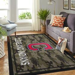 Cleveland Indians Area Rug Mlb Baseball Team Logo Wooden Style Rug V6702