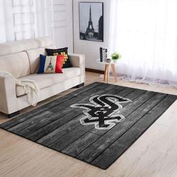 Chicago White Sox Mlb Team Logo Grey Area Rugs Wooden Style Living Room Carpet Sports Rug Regtangle Carpet Floor Decor Home Decor