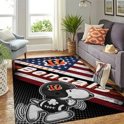 Cincinnati Bengals Nfl Team Logo Snoopy Area Rug Carpet Home Decor
