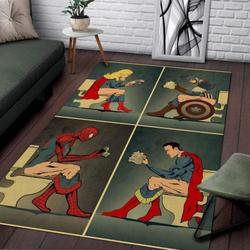 Christmas Gift Super Hero In Bathroom 002Area Rug Living Room Rug Home Decor Floor Decor