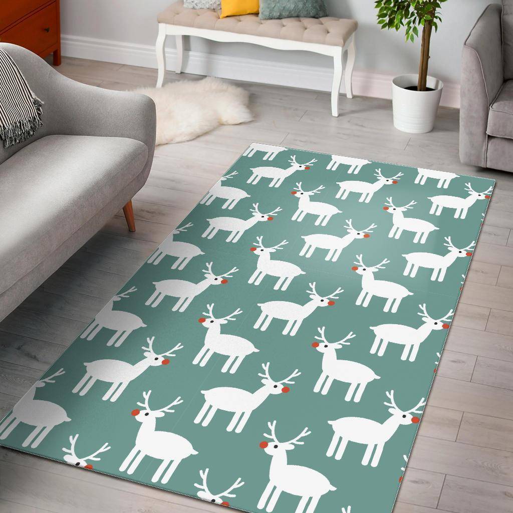 Christmas Reindeer Pattern Print Area Rug Living Room Rug Home Decor