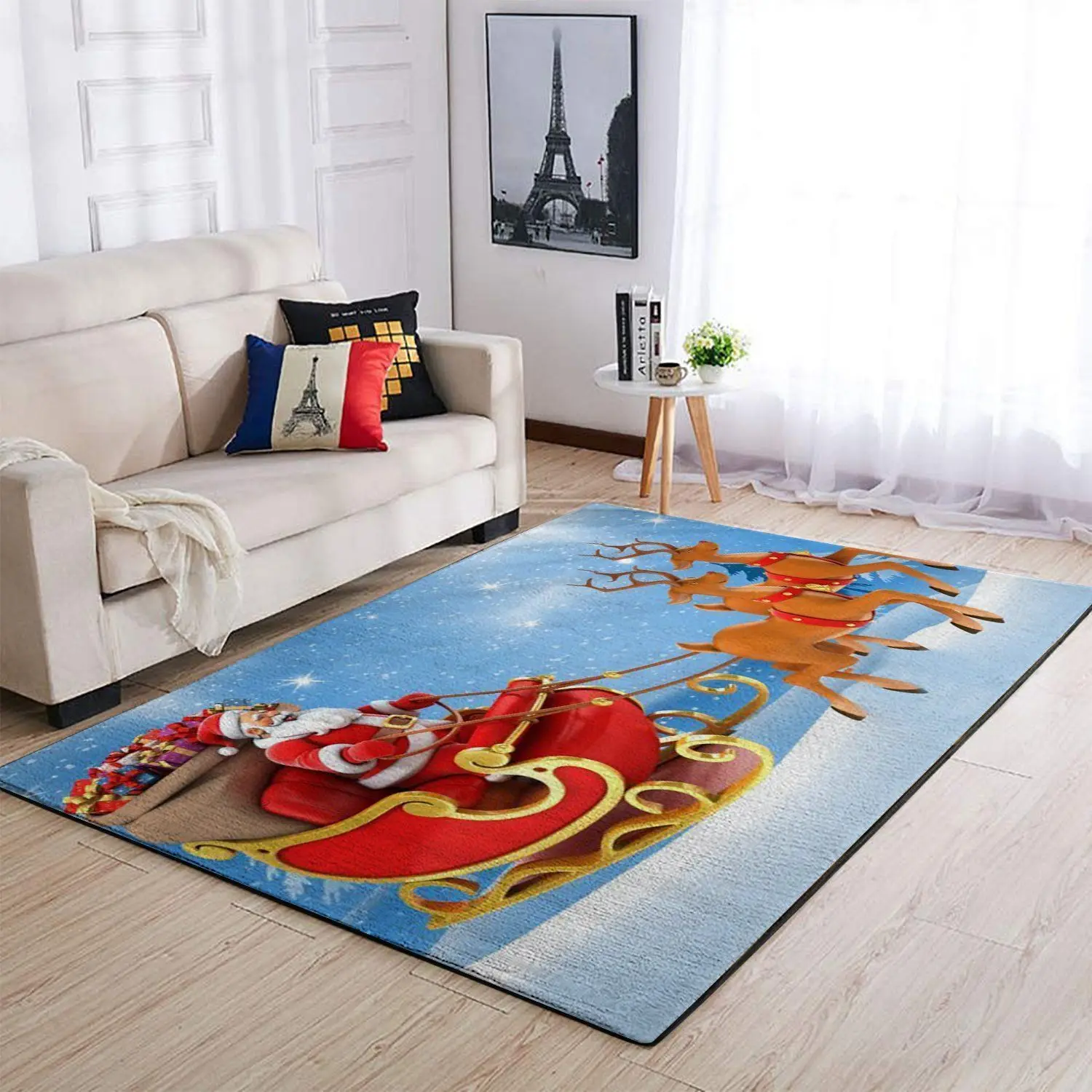 Christmas Santa Claus & Deer Sleigh Area Rug 19100314 Ofd Area Rug Living Room Carpet Rug Regtangle Carpet Floor Decor Home Decor