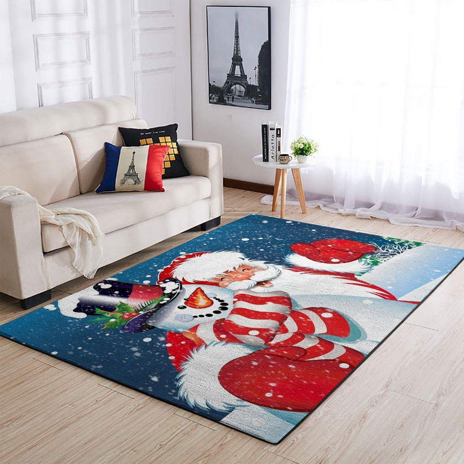 Christmas Santa Claus & Snowman Area Rug 19100311 Ofd Area Rug Living Room Carpet Rug Regtangle Carpet Floor Decor Home Decor