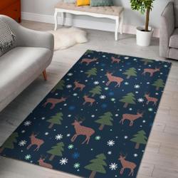 Christmas Tree Moose Pattern Print Area Rug Living Room Rug Home Decor