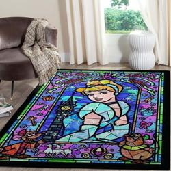 Disney Cinderella Princess Glass Style Area Rug Living Room Home Decor 191007