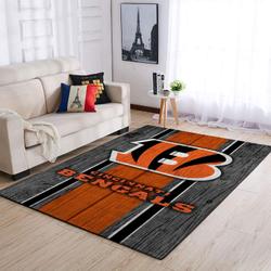 NFL Cincinnati Bengals Wooden Style Team Area Rug Living Room Carpet Home Rug