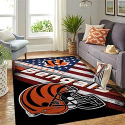 Cincinnati Bengals Nfl Area Rugs American Flag Style Living Room Carpet Sports