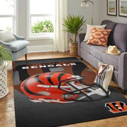 Cincinnati Bengals Nfl Area Rugs Team Logo Helmet Living Room Carpet Sports Rug