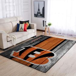 NFL Cincinnati Bengals Wooden Style Team Area Rug Living Room Carpet Home Rug