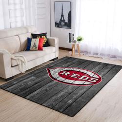 Cincinnati Reds Wooden Mlb Baseball Team Logo Carpet Living Room Rugs 1