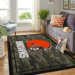 NFL Cleveland Browns Camo Style Area Rug Football Rug Carpet Floor Decor