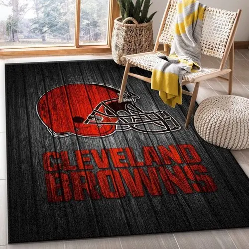 NFL Cleveland Browns Wooden Style Area Rug Football Rug Carpet Floor Decor