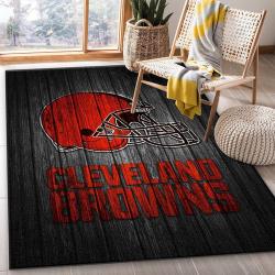 NFL Cleveland Browns Wooden Style Area Rug Football Rug Carpet Floor Decor