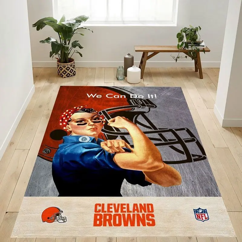 Cleveland Browns Nfl Rosie The Riveter Area Rug Living Room And Bed Room Rug