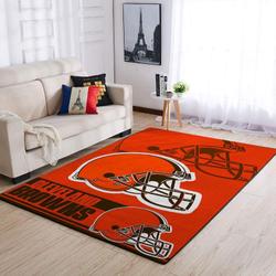 Cleveland Browns Nfl Team Logo Helmet Rectangle Area Rug Living Room Carpet Rug