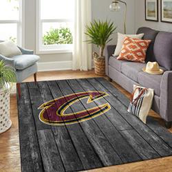 Cleveland Cavaliers Nba Grey Wooden Style Living Room Rug Regtangle Carpet
