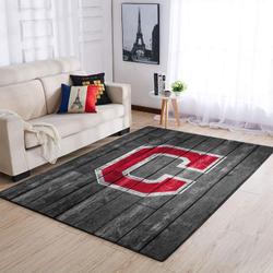 Cleveland Indians Mlb Team Logo Grey Area Rugs Wooden Style Living Room Carpet