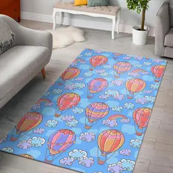 Cloud Hot Air Balloon Pattern Print Area Rug Living Room Rug Home Decor