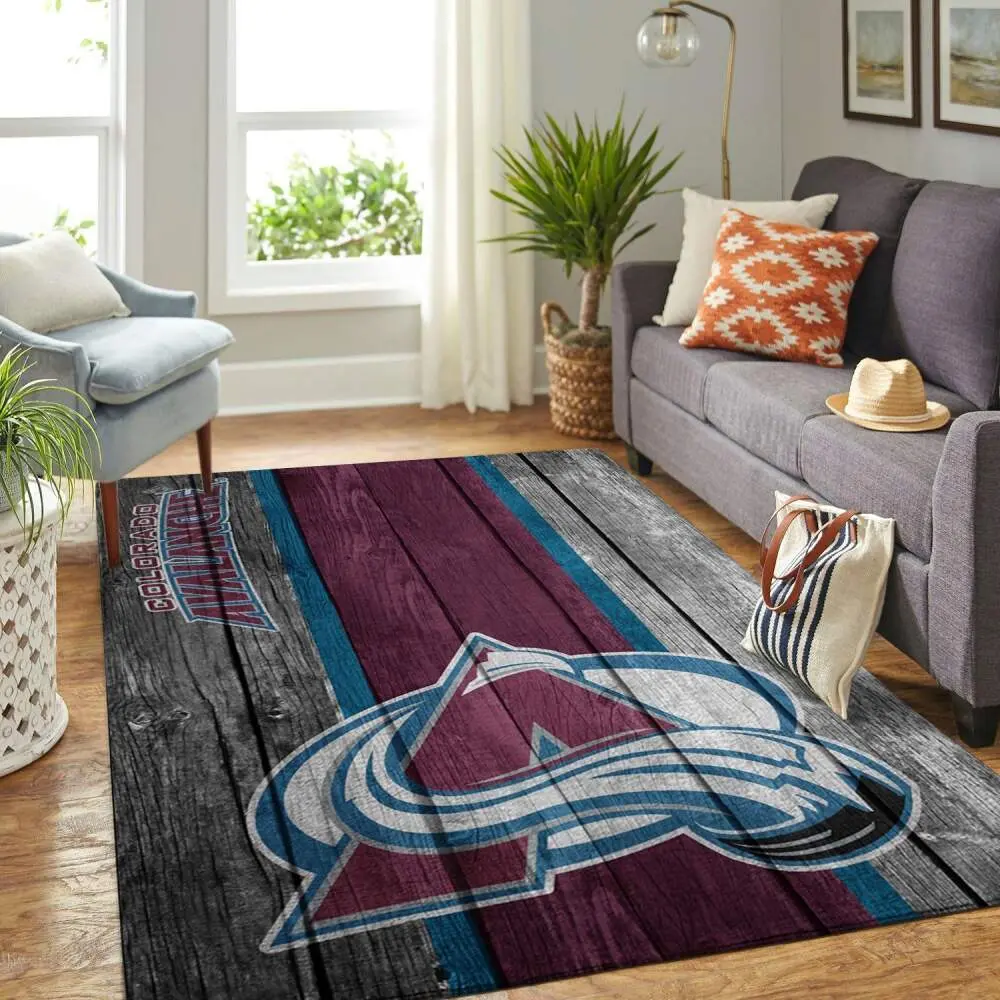 Colorado Avalanche Nhl Area Rugs Wooden Style Living Room Regtangle Carpet