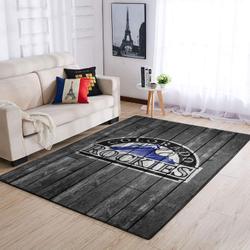 Colorado Rockies Wooden Style MLB Team Logo Area Rug Living Room Rug 1