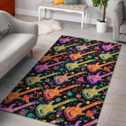Colorful Electric Guitar Pattern Print Area Rug Living Room Rug Home Decor