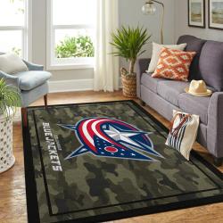 Columbus Blue Jackets Nhl Area Rugs Camo Style Living Room Regtangle Carpet