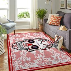 Columbus Blue Jackets Nhl Rugs Skull Flower Style Living Room Regtangle Carpet
