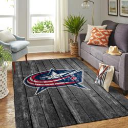 Columbus Blue Jackets Nhl Grey Rugs Wooden Style Living Room Regtangle Carpet