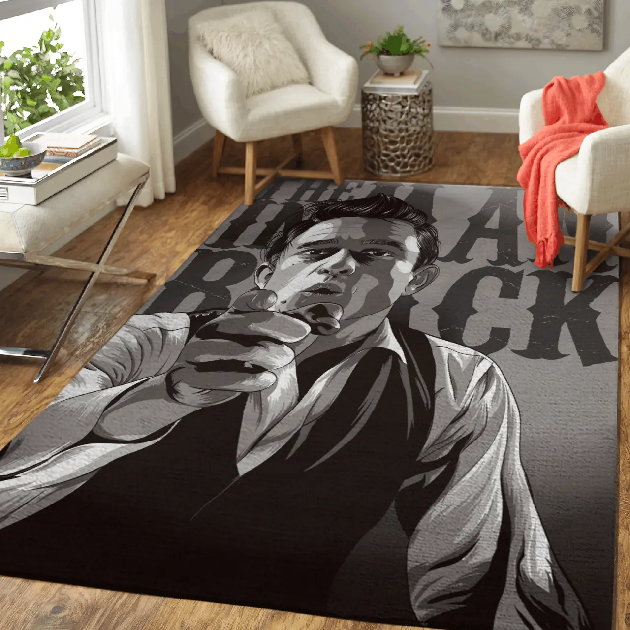 Country Singer Johnny Cash The Man In Black Art Area Rug Area Rug Living Room Carpet Rug Regtangle Carpet Floor Decor Home Decor