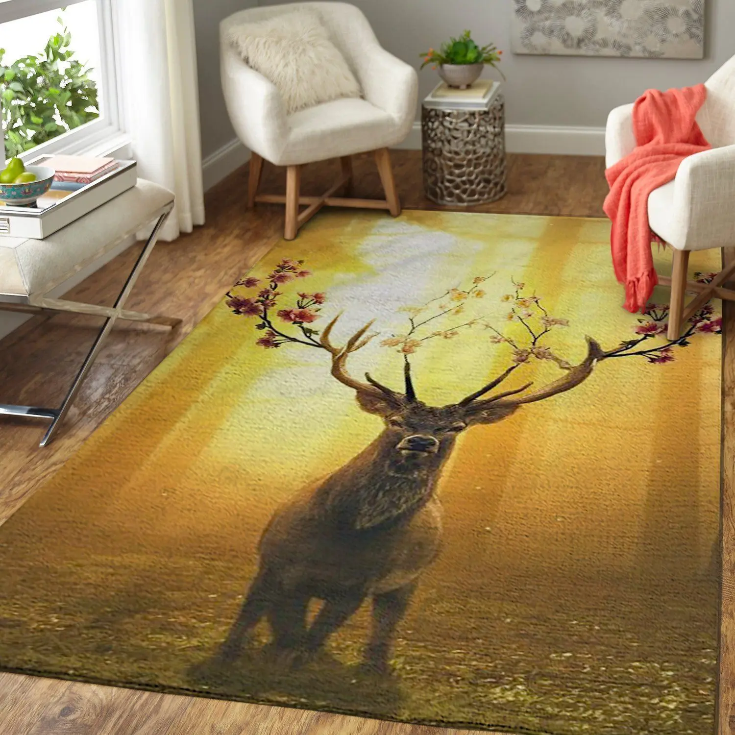 Caribou Wall Hanging Area Rug Living Room Rug Home Decor